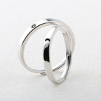 Par de Anéis/Alianças Sol e Lua - Prata 925